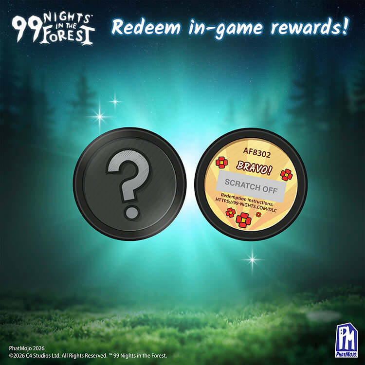 99 Nights In The Forest Series 1 8inch Action Figure - Deer in-game rewards redemption card with two sides.