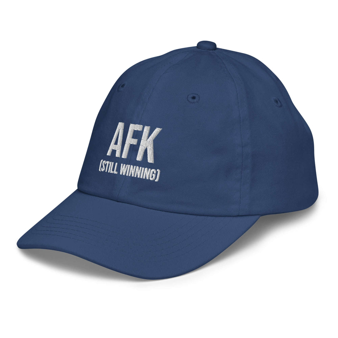 AFK youth baseball cap in navy blue with embroidered text reading &