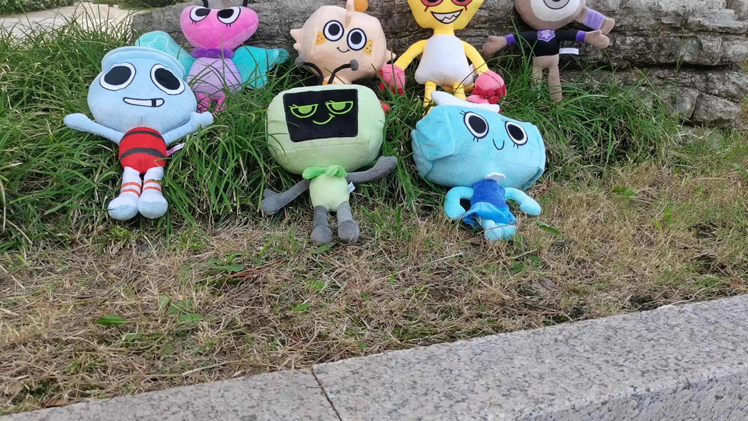 Dandy's World Plush collection of vibrant stuffed animals in grass, perfect for gamers and collectors.