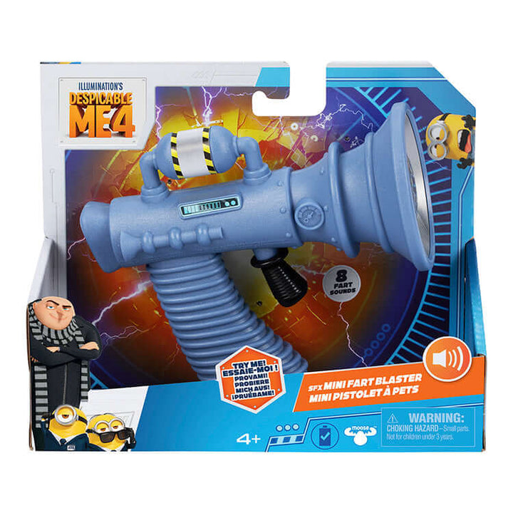 Despicable Me 4 Mini Fart Blaster toy in packaging with 8 funny fart sounds for kids&