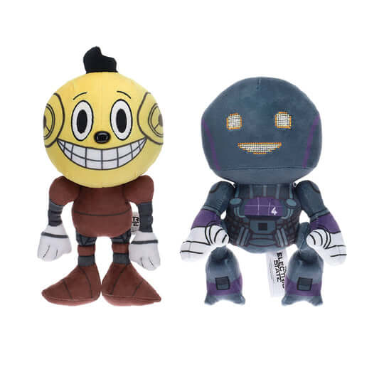 Electric State 8" plush dolls of Herman and Cosmo from the Netflix movie, featuring vibrant colors and detailed design.