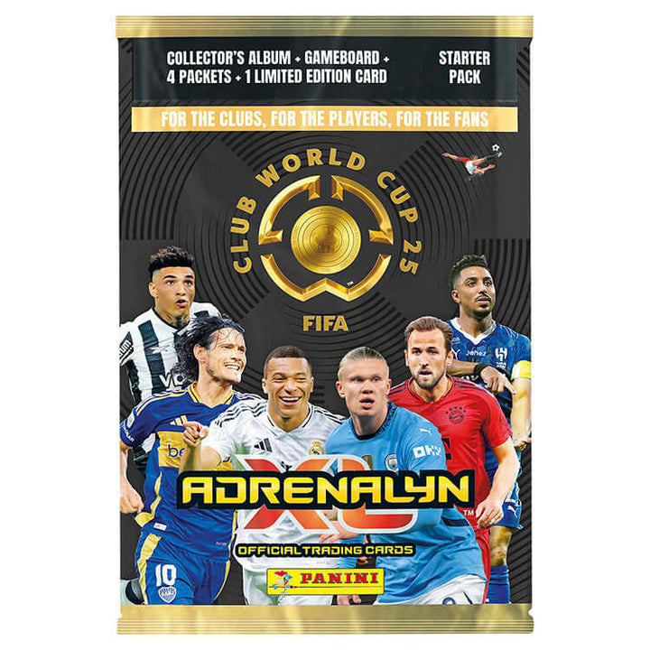 FIFA Club World Cup 2025 Official Trading Card collection starter pack featuring Adrenalyn trading cards.