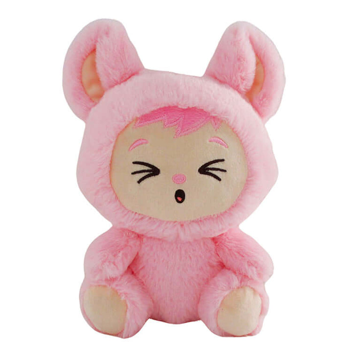 LaBabies 8" collectible plush ViVi in a pink bunny outfit, soft and cuddly with big expressive eyes.