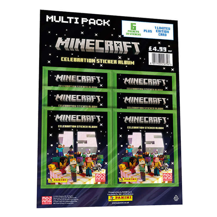 Minecraft Sticker Collection featuring a multi-pack of celebration sticker albums and collectible stickers.