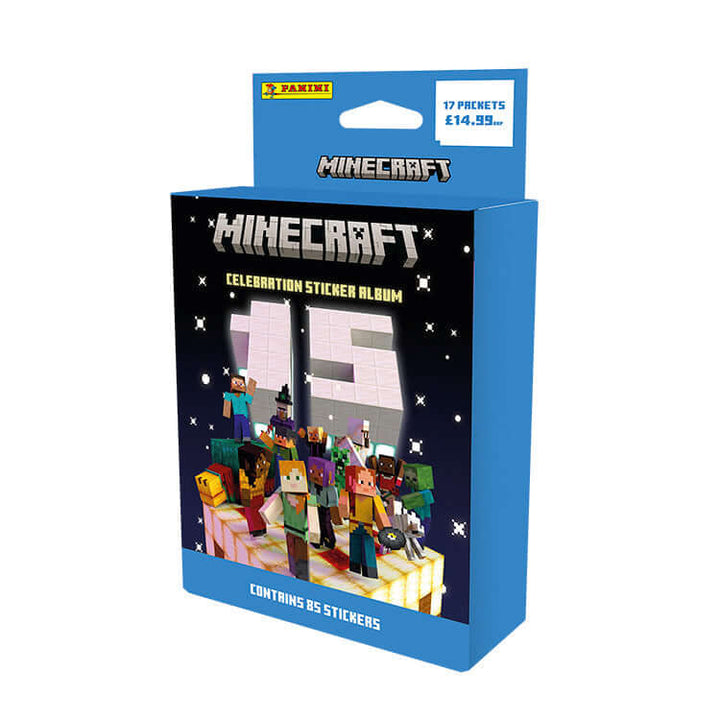 Minecraft Sticker Collection 15 Celebration album featuring popular characters and 85 collectible stickers.