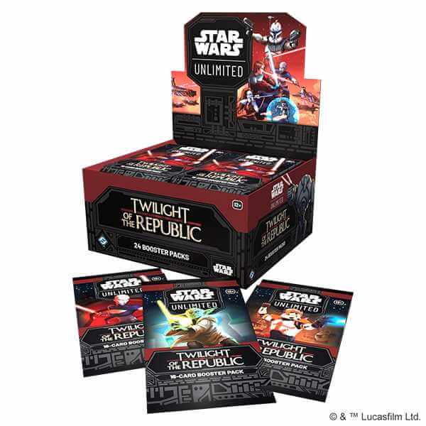 Star Wars Unlimited Twilight of the Republic Booster box display with 24 booster packs.