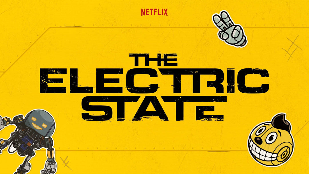 Electric State 8 collectible plush image featuring characters from the Netflix movie, robots Herman and Cosmo.