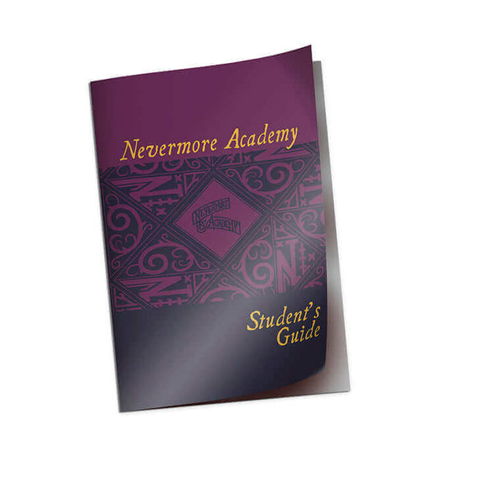Wednesday Nevermore Academy Welcome Kit featuring Nevermore Academy Student's Guide cover design.