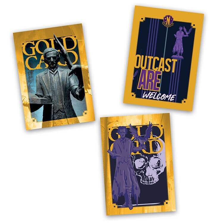 Wednesday Nevermore Academy Welcome Kit featuring interactive welcome cards and collectible designs.