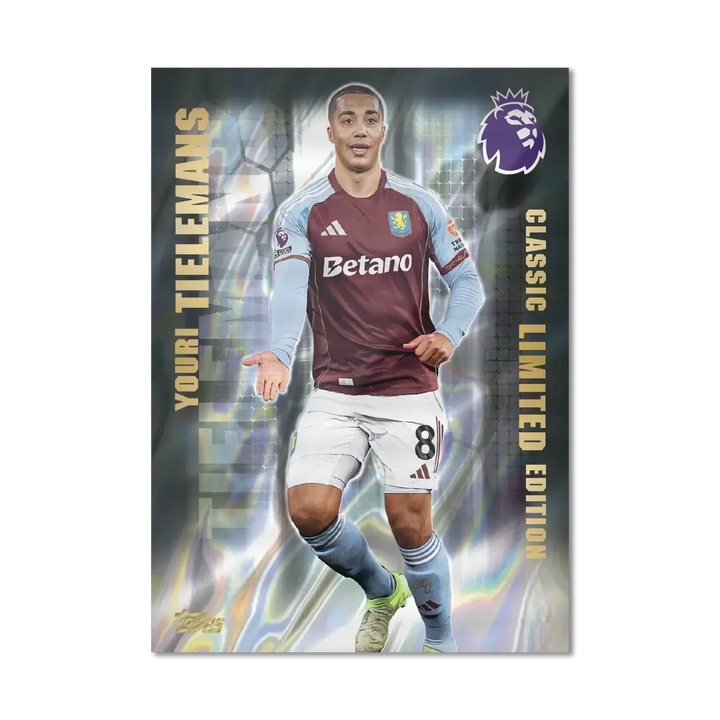 Youri Tielemans Classic Limited Edition trading card from Topps Premier League 2026 collection.