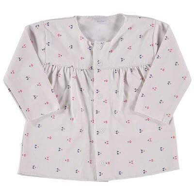 Girls Long Sleeve Pima Cotton Top with button front and floral design, suitable for newborn outfits.