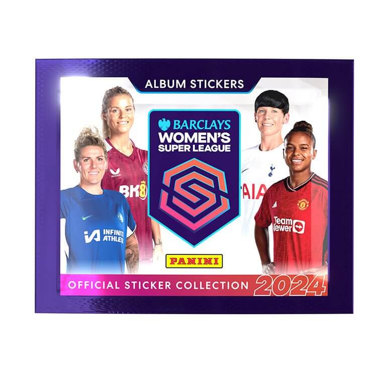 Cover of the Barclays Women's Super League 2023/24 Sticker Collection featuring players and Panini branding.
