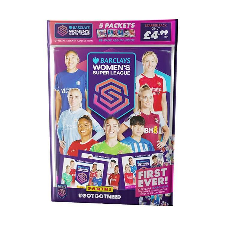 Barclays Women's Super League 2023/24 Sticker Collection starter pack with players and 5 packets included.